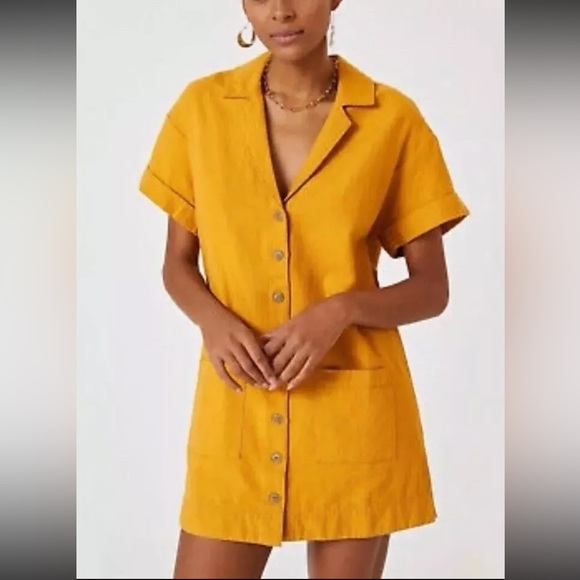 Pilcro Anthropologie NWOT Linen Blend Button Down Shirt Dress Size S - Picture 1 of 8